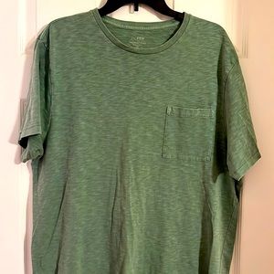 J. Crew Garment Dyed Mens Green Slub Short Sleeve Tshirt with Pocket